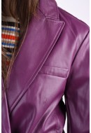 Women Blazer Jjxx Jxmary Structure Faux Leather Dark Purple Detail Matte